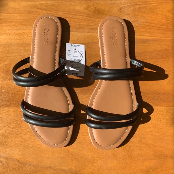 J. Crew Black Seaside Sandals W8 - Picture 2 of 4